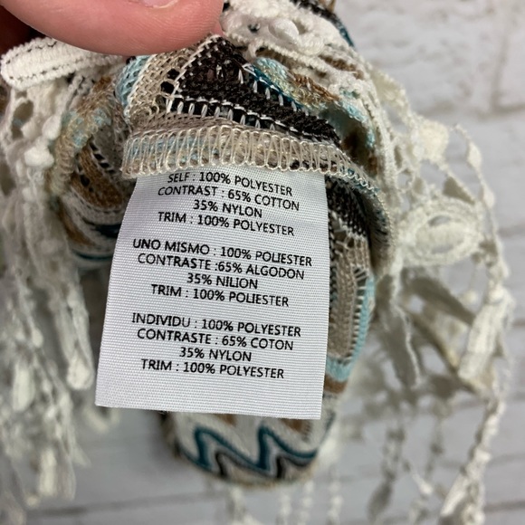 Amitie Chevron Crochet Boho Oversized Tunic Top S - Picture 7 of 7